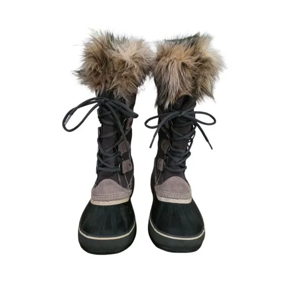 Sorel Joan of Arctic Suede Waterproof Snow Winter Lace Up Boots Gray 9 Worn Once - Picture 2 of 5